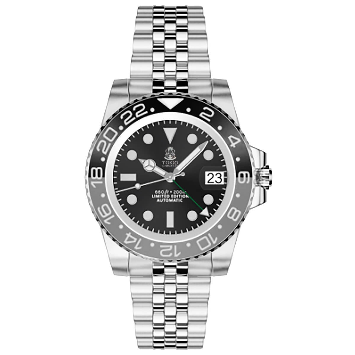 Reloj Tokio Submariner negro gris Seiko Jubilee zafiro GMT