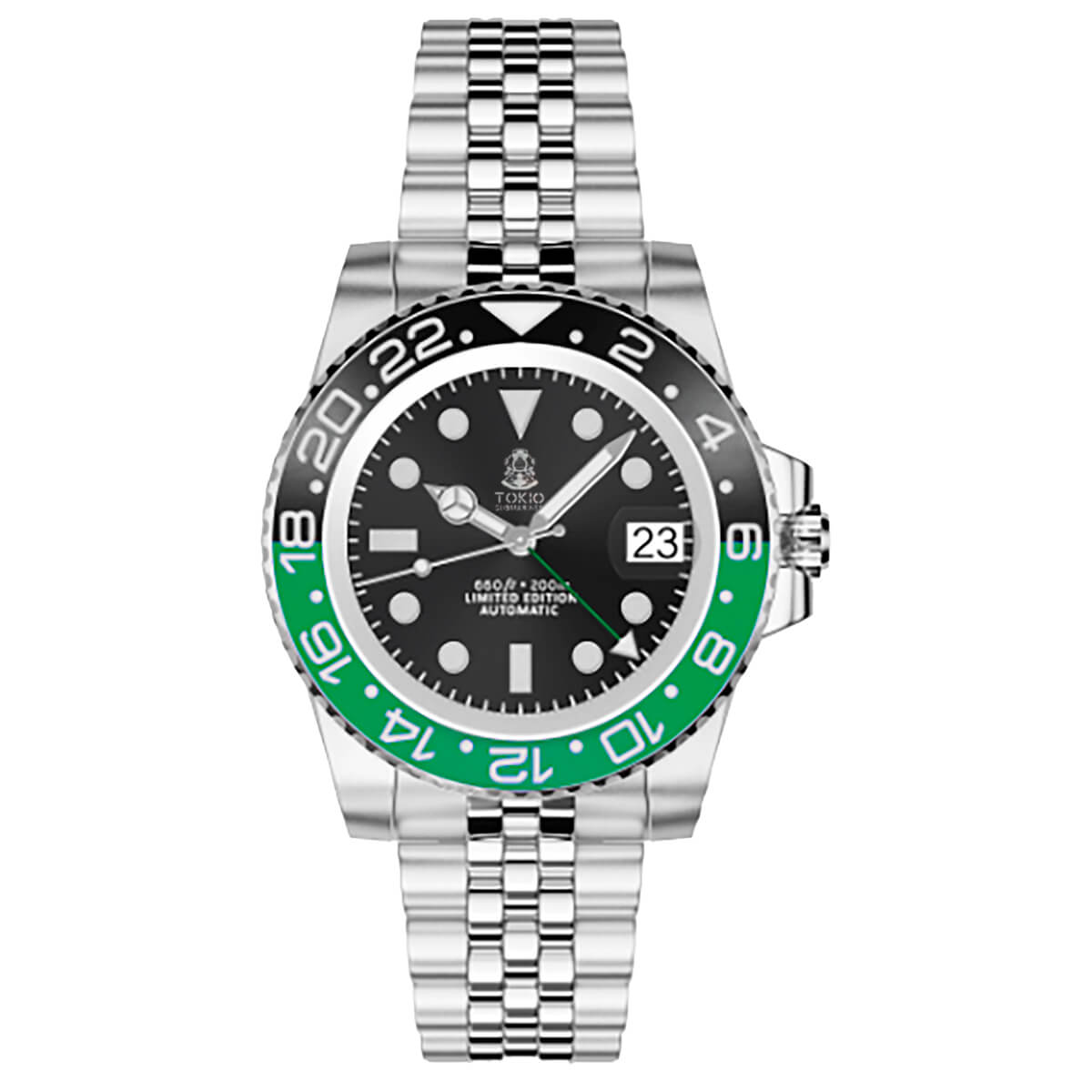 Reloj Tokio Submariner negro verde Seiko Jubilee zafiro GMT